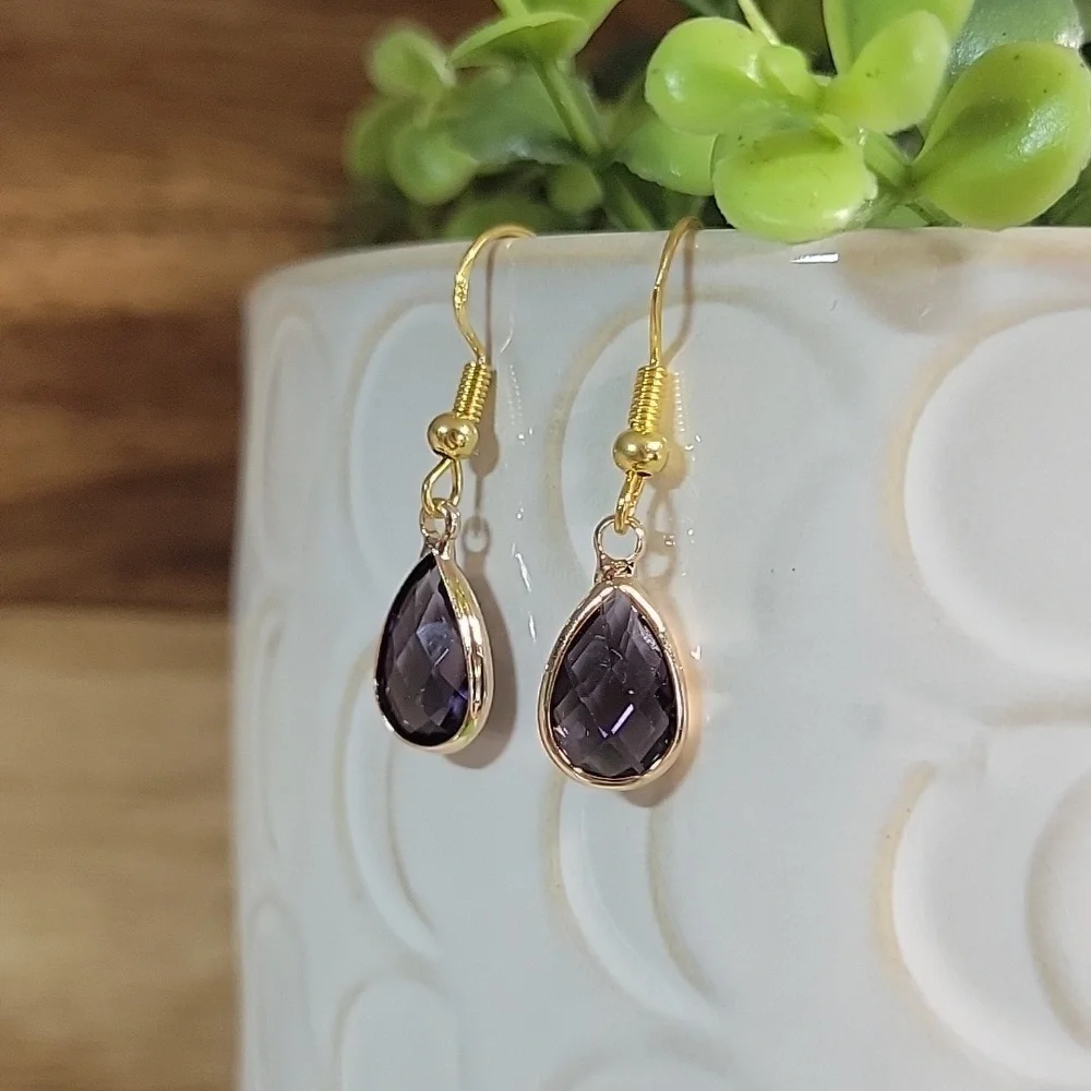 Dainty Grape Glass Drop Earrings